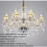 European Luxury Crystal Chandelier LED Living Room Restaurant Bedroom Villa  Hotel Duplex Building Candle Pendent Lamp