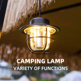 Vintage Style Ceramic Wick Camping Light Rechargeable LED Super Bright Camping Light 4 Lighting Modes Waterproof Outdoor Light