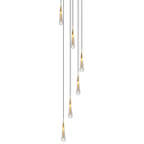 Modern Creative LED Lamp Pendant ForStair Lamp,Duplex Building Villa,Apartmenthigh Hanging Simple Crystal Gold Flowing Waterdrop