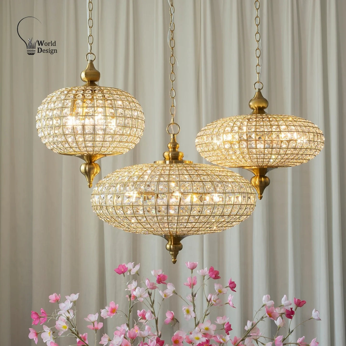 Vintage K9 Crystal Pendant Lights for Living Room Bedroom American Copper Crystal Ceiling Chandelier for Dining Room Kitchen Bar