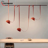 Leather Adjustable LED Ceiling Chandelier Nordic Home Appliance Handmade Dining Living Room Decoration Show Flat Pendant Lamp
