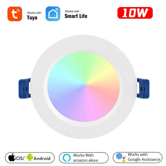 10W/12W Tuya Zigbee 3.0 Smart LED Downlight RGBCW 3.5/4 Inch Round Ceiling Lamp Indoor Spot Lighting Work With Alexa Google Home