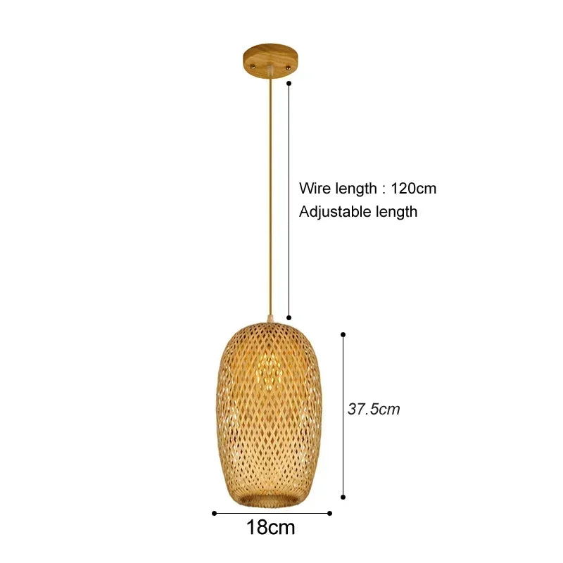 Classic Bamboo Luster&#39;s Chandelier Hanging Lamp Ceiling Handmade Rattan Pendant Light Fixture Weaving Home Living