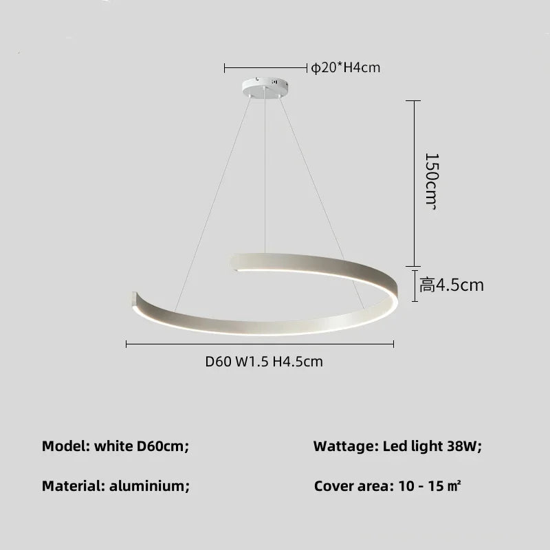Modern Salon Design Ring Ceiling Chandelier Dining Room Pendant Lamp Bedroom Home LED Lighting Fixtures