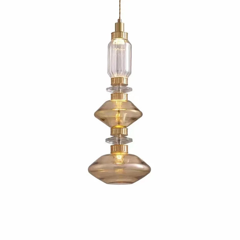 New LED Chandelier Clear Amber Glass Free Collocation Hall Parlor Restaurant Bedside Lighting Fixtures Wire 200cm Adjustable