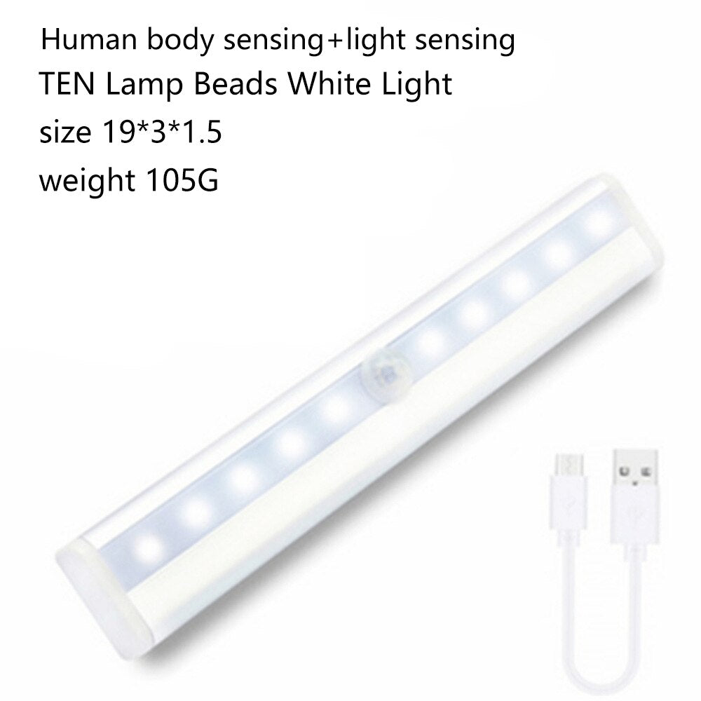 Intelligent Human Sensing Light LED Rechargeable Night Light Cabinet Light Staircase Light Bedside Wireless Sensing Night Light