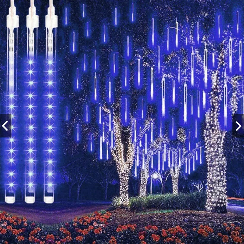 Meteor Shower Rain LED Fairy String Lights Festoon Street Garland Christmas Decorations for Home Outdoor Wedding New Year Decors