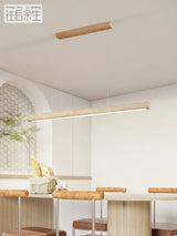 Japanese Wabi Sabi Stone Long Strip Chandelier One Line Down light Restaurant Living Room Office Study Table Light Fixture Wood