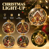 Acrylic Material Christmas Ball Ornament Transparent Design 8CM Size Santa Claus Pendant with Light Holiday Tree Pendant