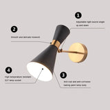 Nordic Minimalist Gold & Black Wall Sconce Lamp - Modern LED Lighting Fixture for Bedroom Bedside, Bathroom, Hallway Aisle & Hotel Decor