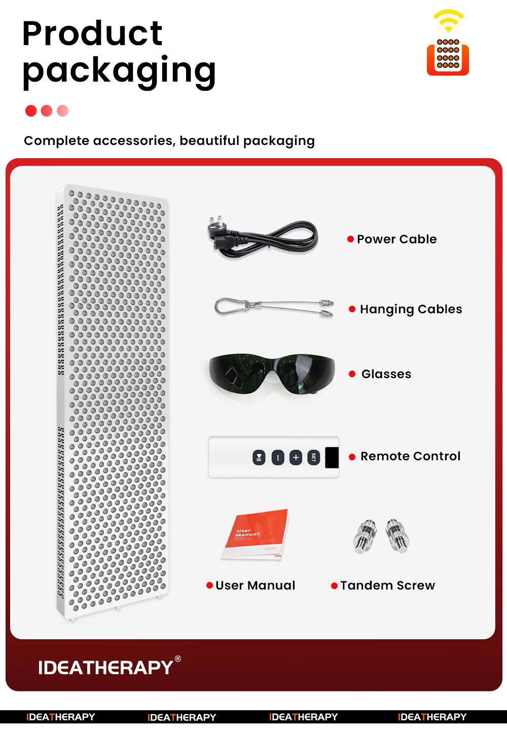 Red Light Therapy RLPro1000 630,650,660, 670, 810, 830, 850,1060nm light Touch Screen Red Light Therapy panel Large Near infrared light with stand