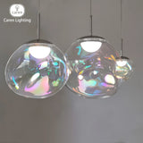 Lighting Iridescence PVD Rainbow Dining Pendant Light - Modern Hidden LED Hanging Lamp for Commercial & Home Ceiling Decor