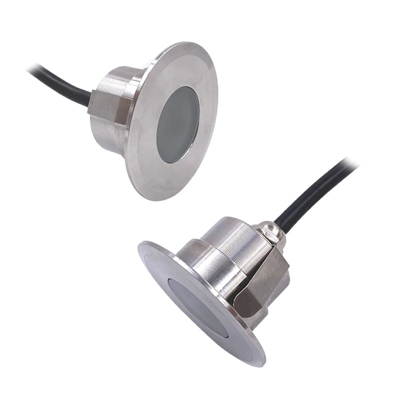Waterproof Outdoor LED Light, Stainless Steel IP68 Terrace and Garden Ground Light, RGB RGBW, Recessed in Ground Lamp 12V/24V 2W