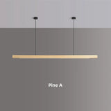Stylish Minimalist Creative Wood Long Strip Hanging LED Pendant Lights Fashion Lamps for Living Room Home Decoration Chandelier