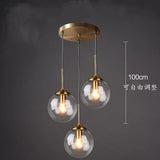Nordic LED Glass Ball Pendant Lamp Home Indoor Decors Hanging Chandeliers Lighting Dining Room Restaurant Smoke Gray Suspension