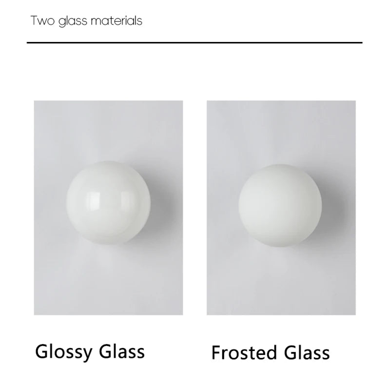 Round Glass Lights Modern Hidden Base Milky White Glass Wall Lamp for Bedroom Bedside Living Room Stair Hallway Entrance Hotel