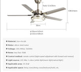 Stainless Steel Ceiling Fan Lightmodern Electric Fan Ceiling LightLED Remote Control Ceiling Fan Light 110v