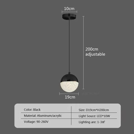 Nordic LED Dining Chandelier Creative Simple Acrylic Half Ball Indoor Pendant Lamp for Restaurant Aisle Corridor Pendant Lamp