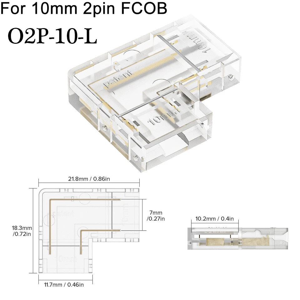 COB LED Connectors 90 Degree L Shape Corner 5/8/10mm Solderless For CCT FCOB RGB Strip Lights 2/3/4 Pin Connector Strip to Strip