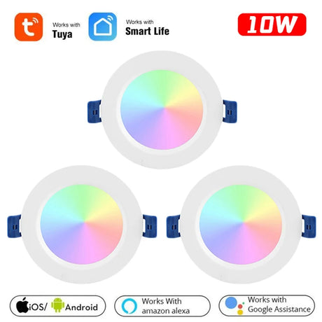 10W/12W Tuya Zigbee 3.0 Smart LED Downlight RGBCW 3.5/4 Inch Round Ceiling Lamp Indoor Spot Lighting Work With Alexa Google Home