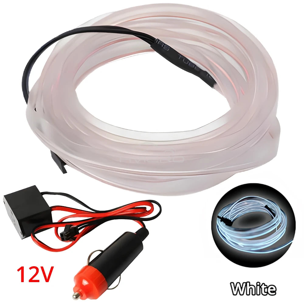 1M/2M/3M/5M Colour Car Interior Lighting LED Strip Auto Decoration Wire Rope Tube Line Flexible Neon Lights USB Drive Atmosphere