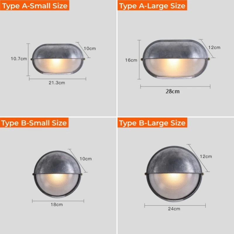 Outdoor Retro LED Wall Lamp E27 Industrial Vintage IP65 Waterproof Glass Ceiling Sconce Bathroom Garden Porch Wall Light Fixture