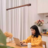 Japanese Minimalist Restaurant Bar Counter With Antique Wooden Pendant Lights Office Reception Area With Eye-Friendly LED Light