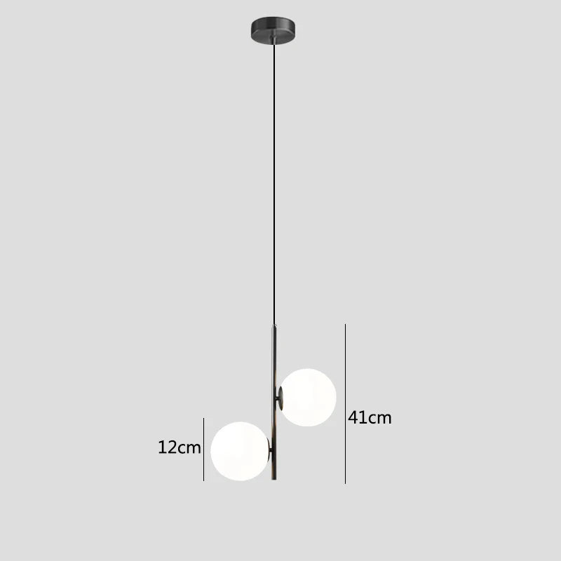 Nordic Modern Glass Ball LED Pendant Lights Brass/Black Bedroom Bedside Hanging Lamp for Living Room Home Decor Lighting Fixture