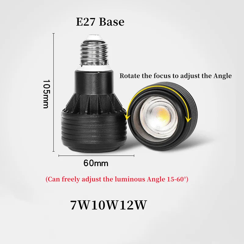 LED Spotlights E27 Adjustable Angle zoom spotlights Dimmable 7W 10W 12W PAR20- for hot pot restaurants, clothing stores, restaurant