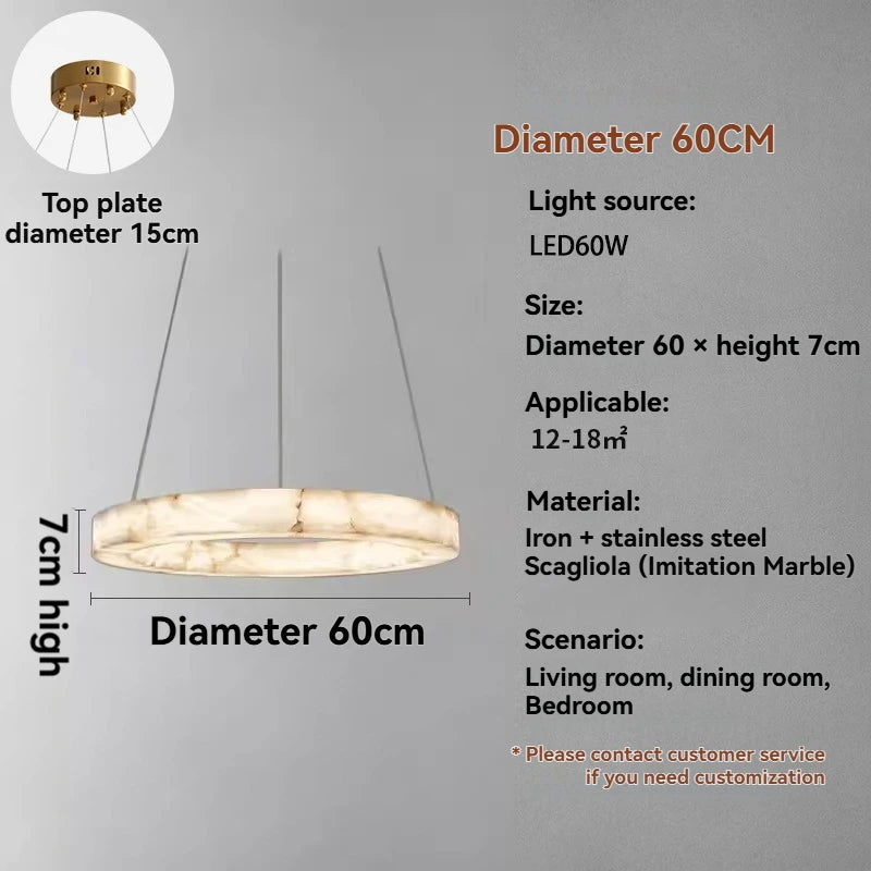 Faux Marble Round Pendant Light Artificial Stone Creative Hanging Lamp Living Room Dining Room Study Hotel Resin Ceiling Light