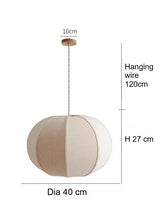 Japanese Wabi-Sabi Linen Fabric Pendant Light - Nordic Medieval Lantern Chandelier Hanging Ceiling Lamp Fixture for Living Room, Restaurant & Homestay Decor