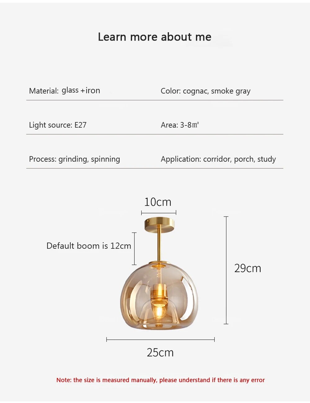 Nordic Smoke Grey Chandelier Ceiling Lamp Post-modern Amber Glass Ceiling Lamp for Living Room Corridor Bedroom Art Ceiling Lamp