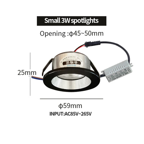 Recessed mini Spotlight 3w LED ceiling light 110 volt 220V indoor embedded small downlight with driver set