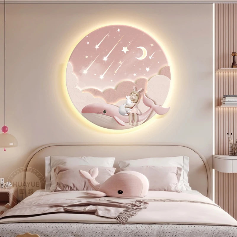 Children's Room Decoration Painting Wall Lamp Girls' Room Hanging Painting New Creative Cartoon Castle Lamp Painting bedroom LED