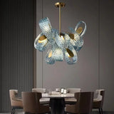 Modern Blue Glass LED Pendant Light Designer for Living Room Bedroom Dining Table Indoor Lighting Fixtures with Glossy Finish