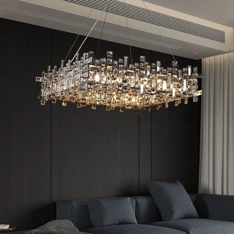 Luxury Chrome LED Crystal Chandelier - Modern Ceiling Pendant Light Fixture