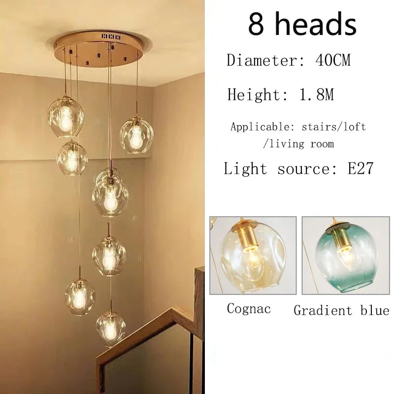 Modern Spiral Staircase Chandelier Crystal Ball Lamp Long Lighting for Living Room Villa Loft Dining Room 2026 New Design