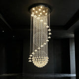 Floral Crystal String Chandelier Tall LED Pendant Light Indoor Decor Lighting For High Ceiling Stairs Lobby Hotel