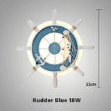 Mediterranean Style Wall Lamp Rudder Boy Children Room Anchor Decoration Bedside Light 27W LED Acrylic Wood Cartoon Sconce Light