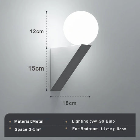 Indoor Wall Lamps for Corridor Aisle Balcony with Glass Ball Modern G9 9W LED Wall Lighting Wall Sconce for Bedroom Living Room