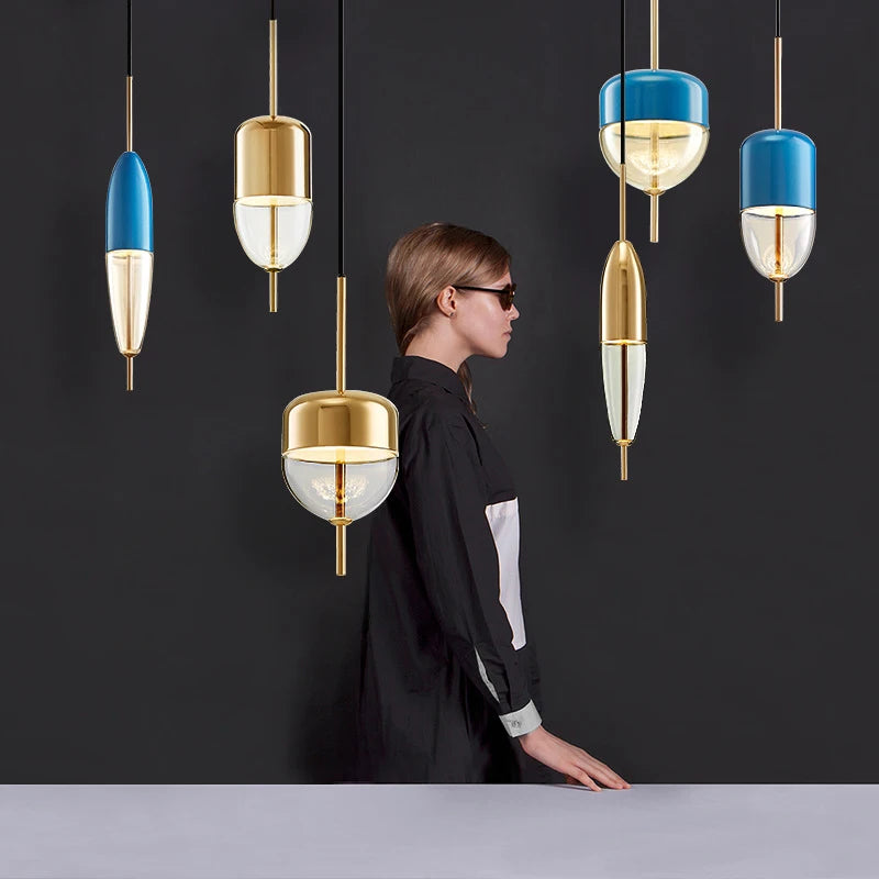 Wonder Glass Night Flow Bespoke Glass pendant light teardrop-shaped Blue pendant light art deco Italian Replica designer Lamp