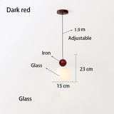 Modern Color Round Ball Long-Line Bedroom Single-Head Pendant Lamp With Glass And Injection-Molded Cover For Dining Room E27