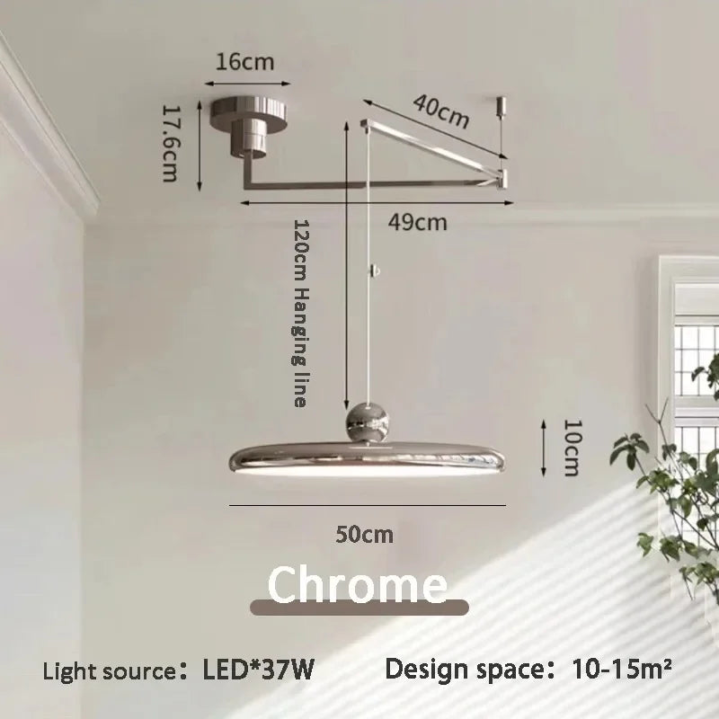 French Rocker arm Hanging Chandelier Light Fixture  Folding LED Colorful Pendant Lamp for Living Room Dining Room Bedroom