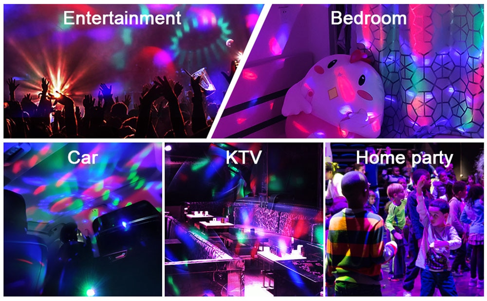E2 Dj Lighting Sound Party Auto USB Disco Ball Lights RGB Multi Color Car Atmosphere Room Decorations Lamp Magic Strobe Lights