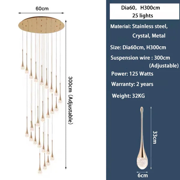 Modern LED Crystal Staircase Chandelier - Luxury Long Duplex Hanging Light