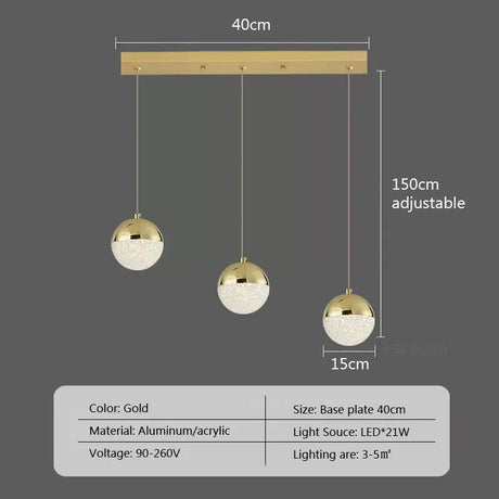 Nordic LED Dining Chandelier Creative Simple Acrylic Half Ball Indoor Pendant Lamp for Restaurant Aisle Corridor Pendant Lamp