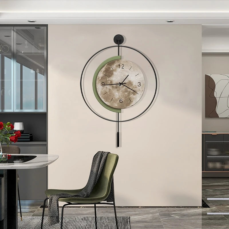 Minimalist Wall Clock Spanish Style Mute Moon Wall Decoration Clock Living Room Backdrop Home Decoration Creative Personalized