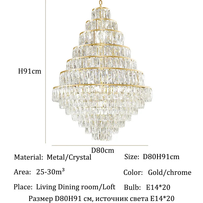 Luxury Crystal Chandelier Ceiling Pendant Lamp for Living Room Żyrandol Lamps Home Decor Lustre Salon Ceiling Light Fixtures