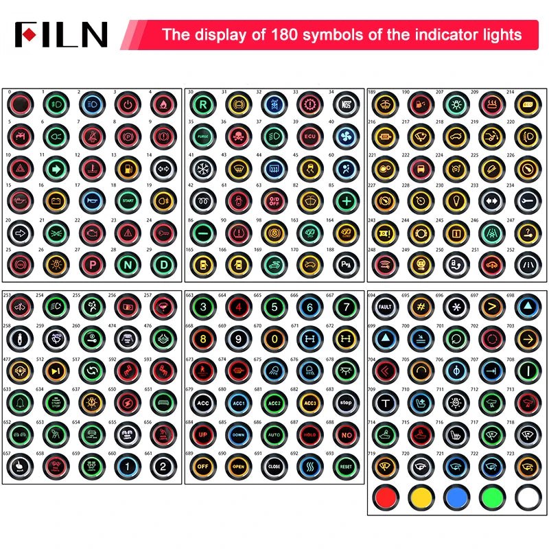 8mm LED Symbol Indicator Light - 12V 24V Black Metal Dash Pilot Lamp