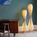 Light Luxury Wooden Curved Shade Floor Lamp Modern Standing Lamp for Living Room Bedroom Entryway Home Interior Decor Lighting